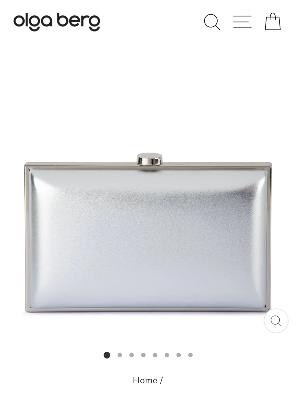 Olga Berg Silver Metallic Rectangular Hard-Case Clutch